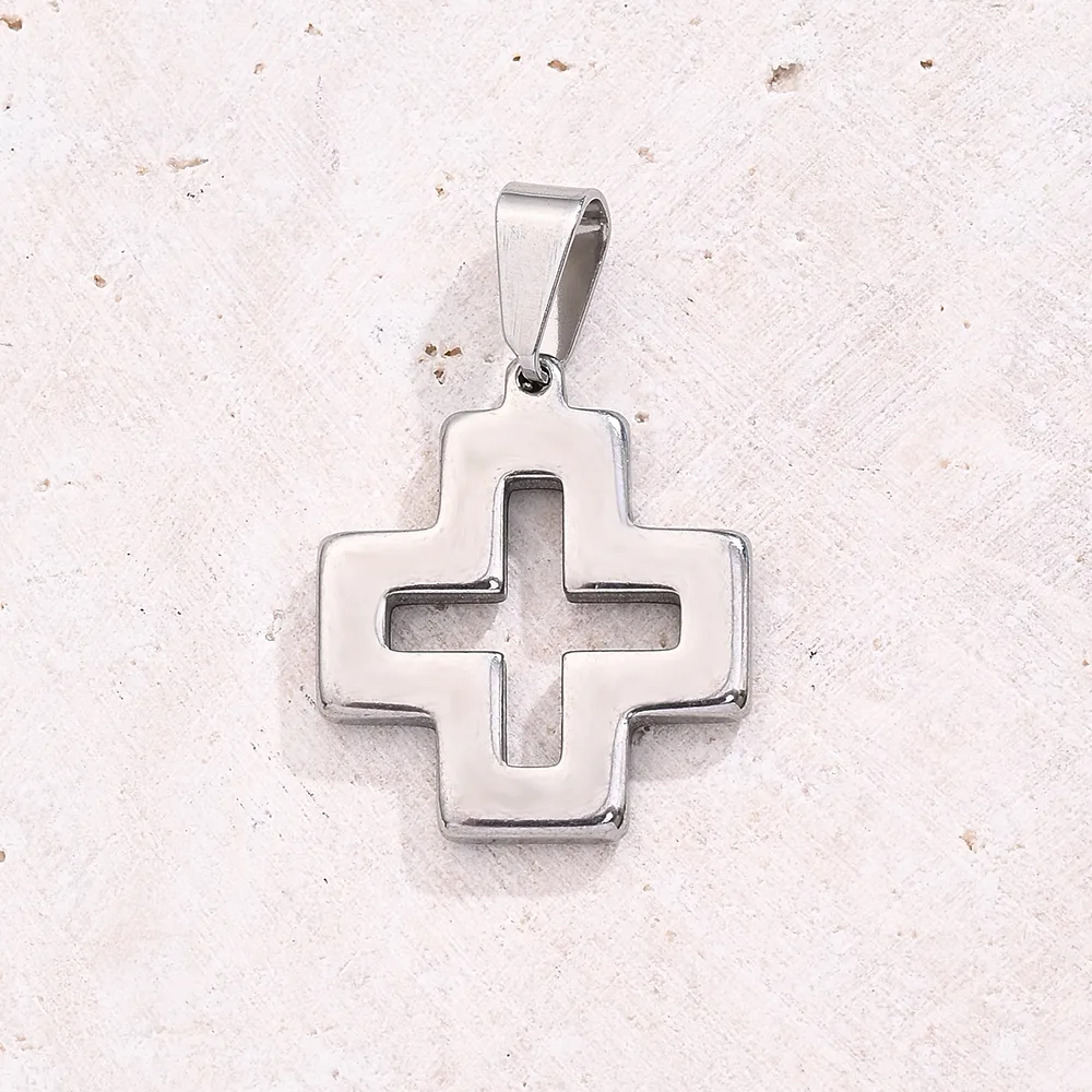 1 Pc/Package 21.5X 19mm 22x13mm 50.5x27.5mm 7x3mm 304 Stainless Steel Geometric Cross Polished Pendant display picture 5
