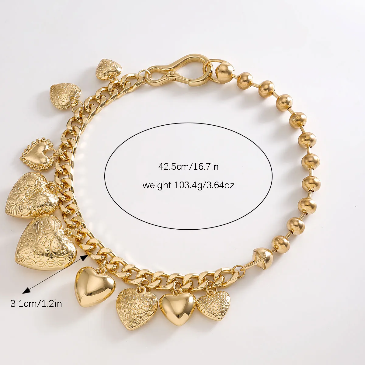 Casual Glam Classical Heart Shape Alloy Women's Bracelets Necklace display picture 4