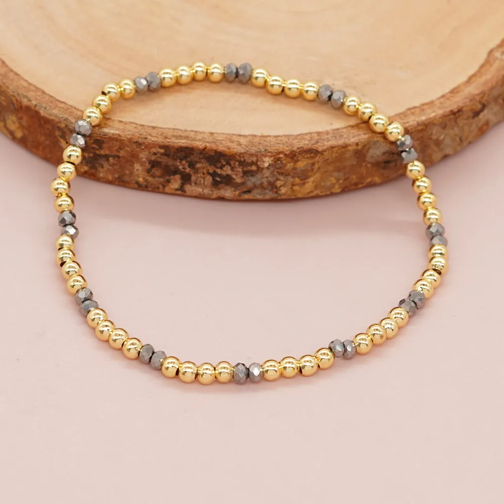 Artificial Crystal Copper Beaded Handmade Geometric Bracelets display picture 3