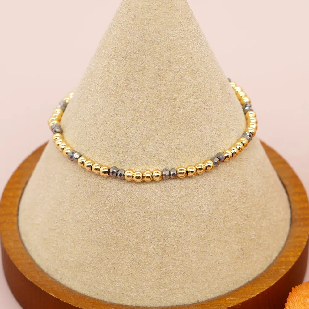 Artificial Crystal Copper Beaded Handmade Geometric Bracelets display picture 2