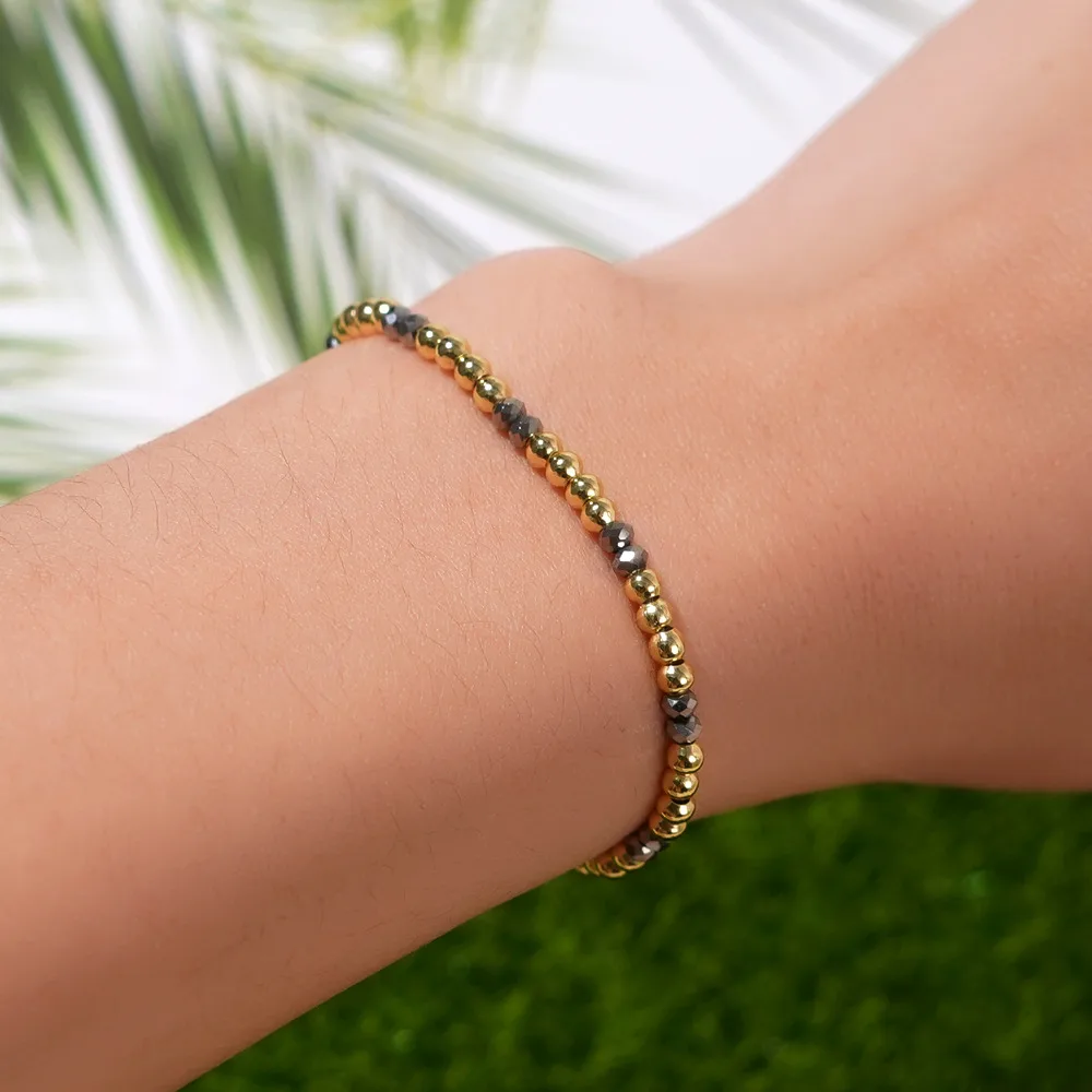 Artificial Crystal Copper Beaded Handmade Geometric Bracelets display picture 5