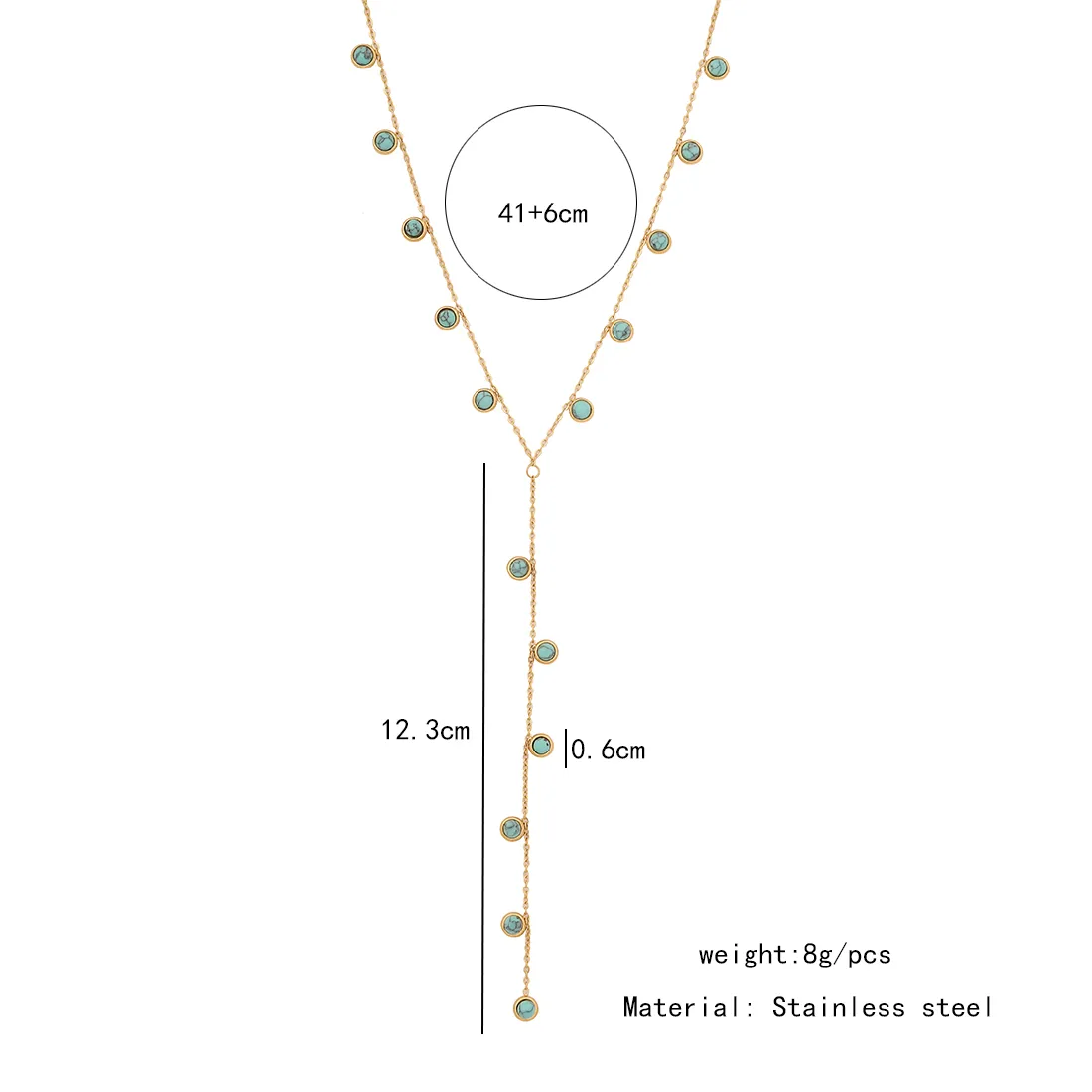 Wholesale Jewelry Commute Flower Butterfly 304 Stainless Steel Turquoise 18K Gold Plated Necklace display picture 4