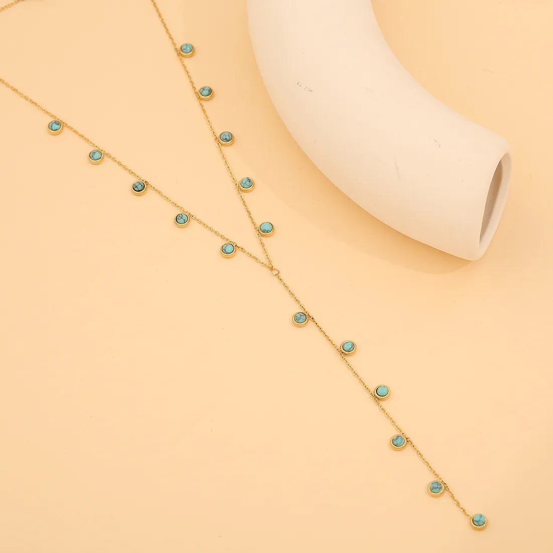 Wholesale Jewelry Commute Flower Butterfly 304 Stainless Steel Turquoise 18K Gold Plated Necklace display picture 12