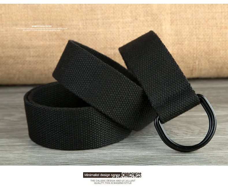 Men's Belt Wholesale Canvas Men's And Women's Simple Double Ring Buckle Belt Youth Fashion Brand Student Color Belt Strap display picture 4