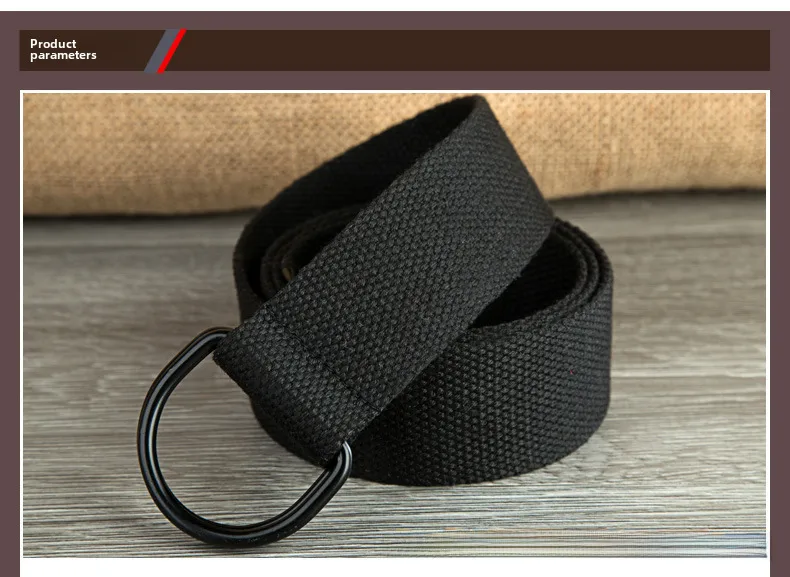 Men's Belt Wholesale Canvas Men's And Women's Simple Double Ring Buckle Belt Youth Fashion Brand Student Color Belt Strap display picture 5