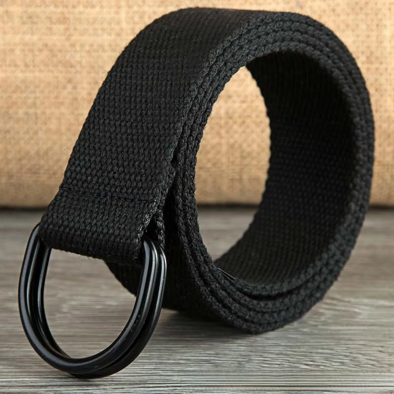 Men's Belt Wholesale Canvas Men's And Women's Simple Double Ring Buckle Belt Youth Fashion Brand Student Color Belt Strap display picture 6