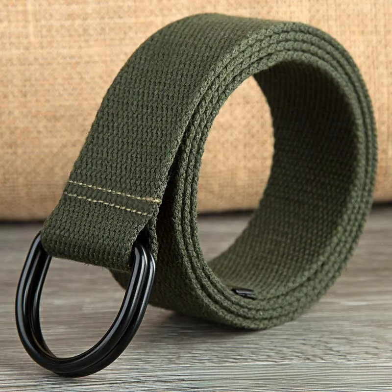 Men's Belt Wholesale Canvas Men's And Women's Simple Double Ring Buckle Belt Youth Fashion Brand Student Color Belt Strap display picture 8