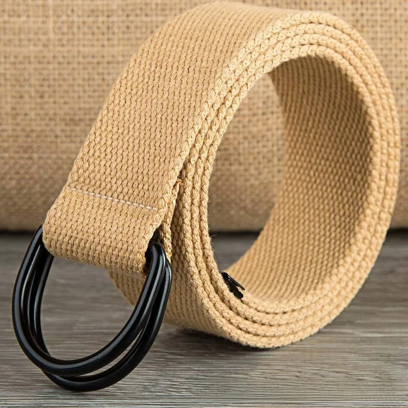 Men's Belt Wholesale Canvas Men's And Women's Simple Double Ring Buckle Belt Youth Fashion Brand Student Color Belt Strap display picture 9