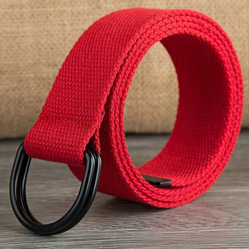 Men's Belt Wholesale Canvas Men's And Women's Simple Double Ring Buckle Belt Youth Fashion Brand Student Color Belt Strap display picture 10