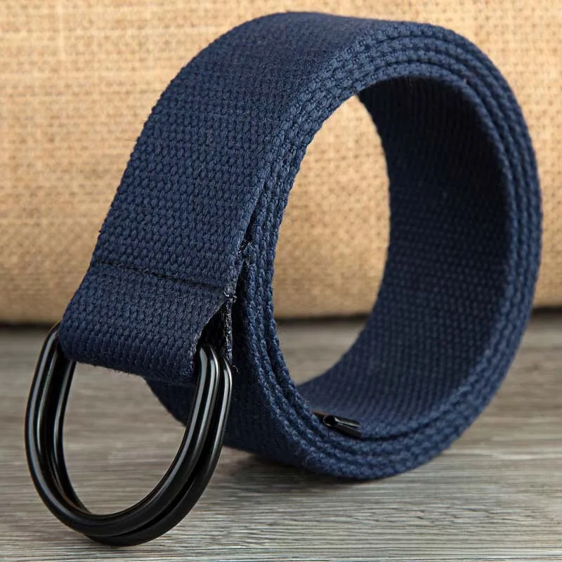 Men's Belt Wholesale Canvas Men's And Women's Simple Double Ring Buckle Belt Youth Fashion Brand Student Color Belt Strap display picture 11