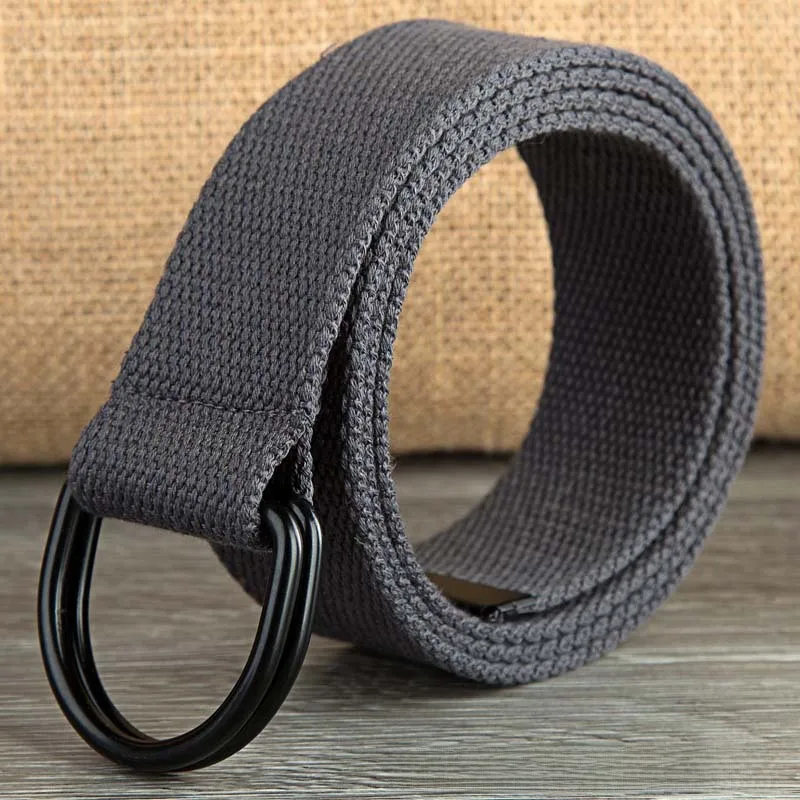Men's Belt Wholesale Canvas Men's And Women's Simple Double Ring Buckle Belt Youth Fashion Brand Student Color Belt Strap display picture 12