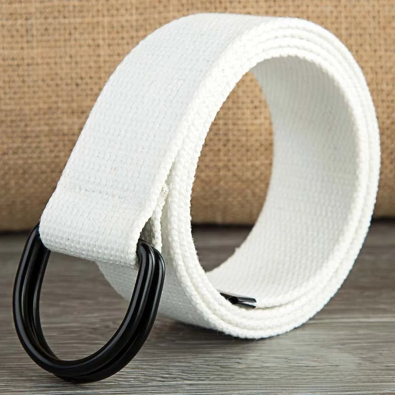 Men's Belt Wholesale Canvas Men's And Women's Simple Double Ring Buckle Belt Youth Fashion Brand Student Color Belt Strap display picture 13