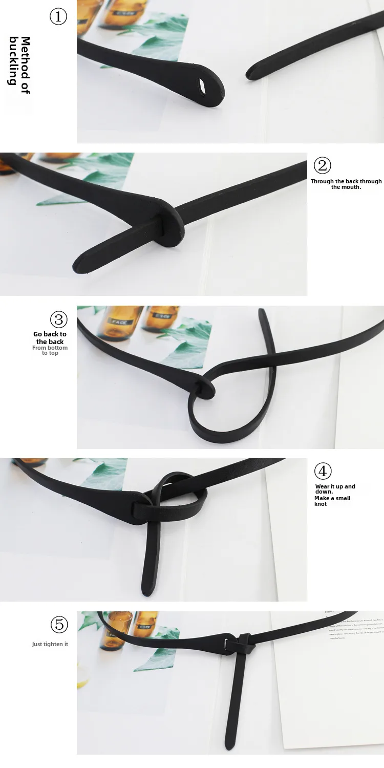 Decorative Knotted Belt Ladies Korean Version With Dress Pu Belt Thin Retro  Wind Narrow Strap A Generation Of Hair display picture 2