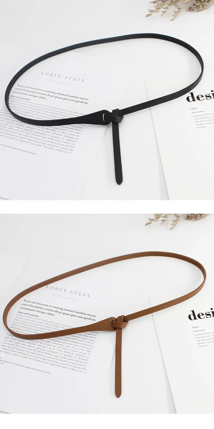 Decorative Knotted Belt Ladies Korean Version With Dress Pu Belt Thin Retro  Wind Narrow Strap A Generation Of Hair display picture 3