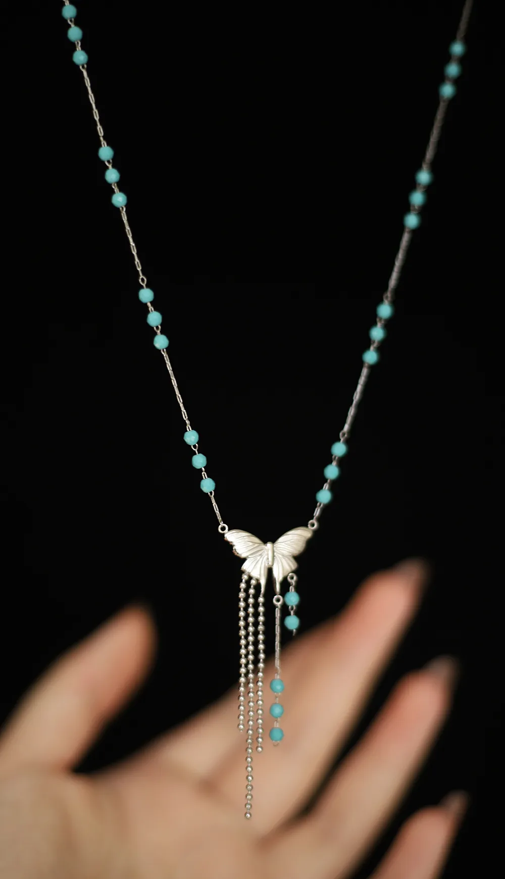 Wholesale Jewelry Ethnic Style Artistic Butterfly 304 Stainless Steel Glass Necklace display picture 10