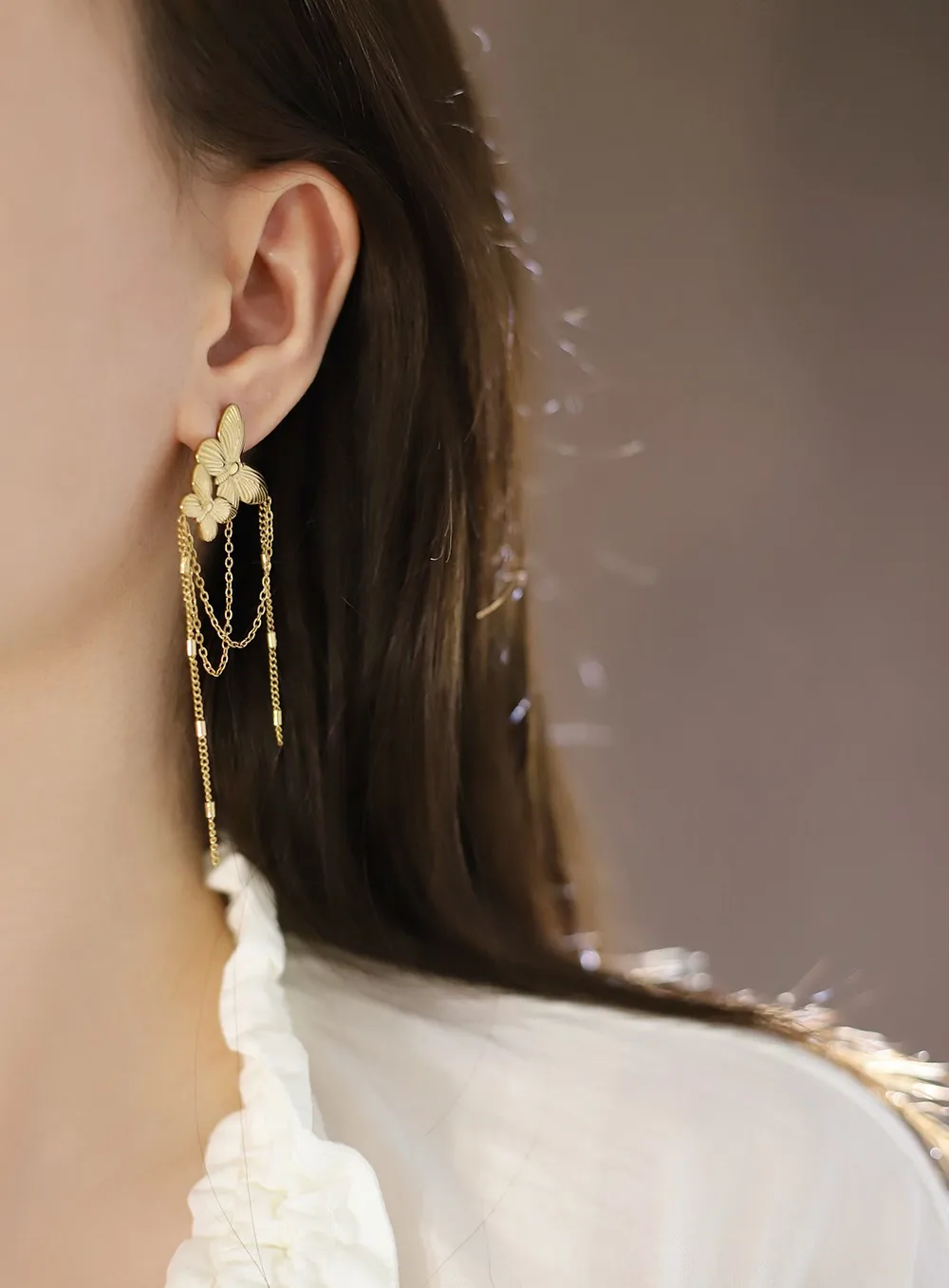 1 Pair Simple Style Shiny Butterfly 304 Stainless Steel Drop Earrings display picture 12