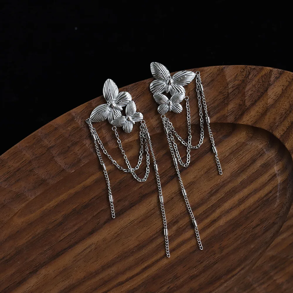 1 Pair Simple Style Shiny Butterfly 304 Stainless Steel Drop Earrings display picture 11