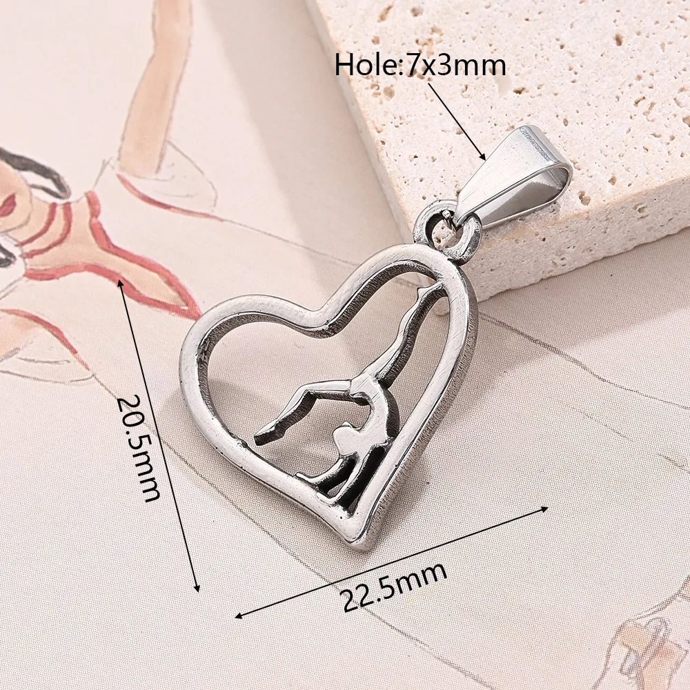 1 Pc/Package 19x18mm 20x19mm 30x21mm 7x3mm 304 Stainless Steel Cross Heart Shape Spiral Stripe Polished Pendant display picture 2