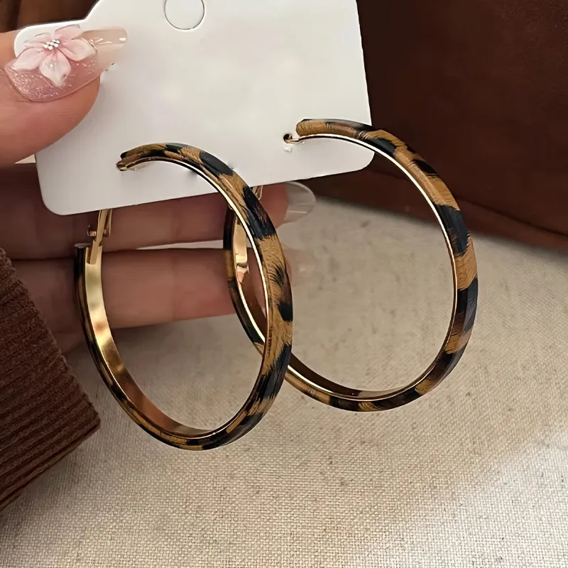 1 Pair Vintage Style Simple Style Leopard Pu Leather Iron Earrings display picture 2