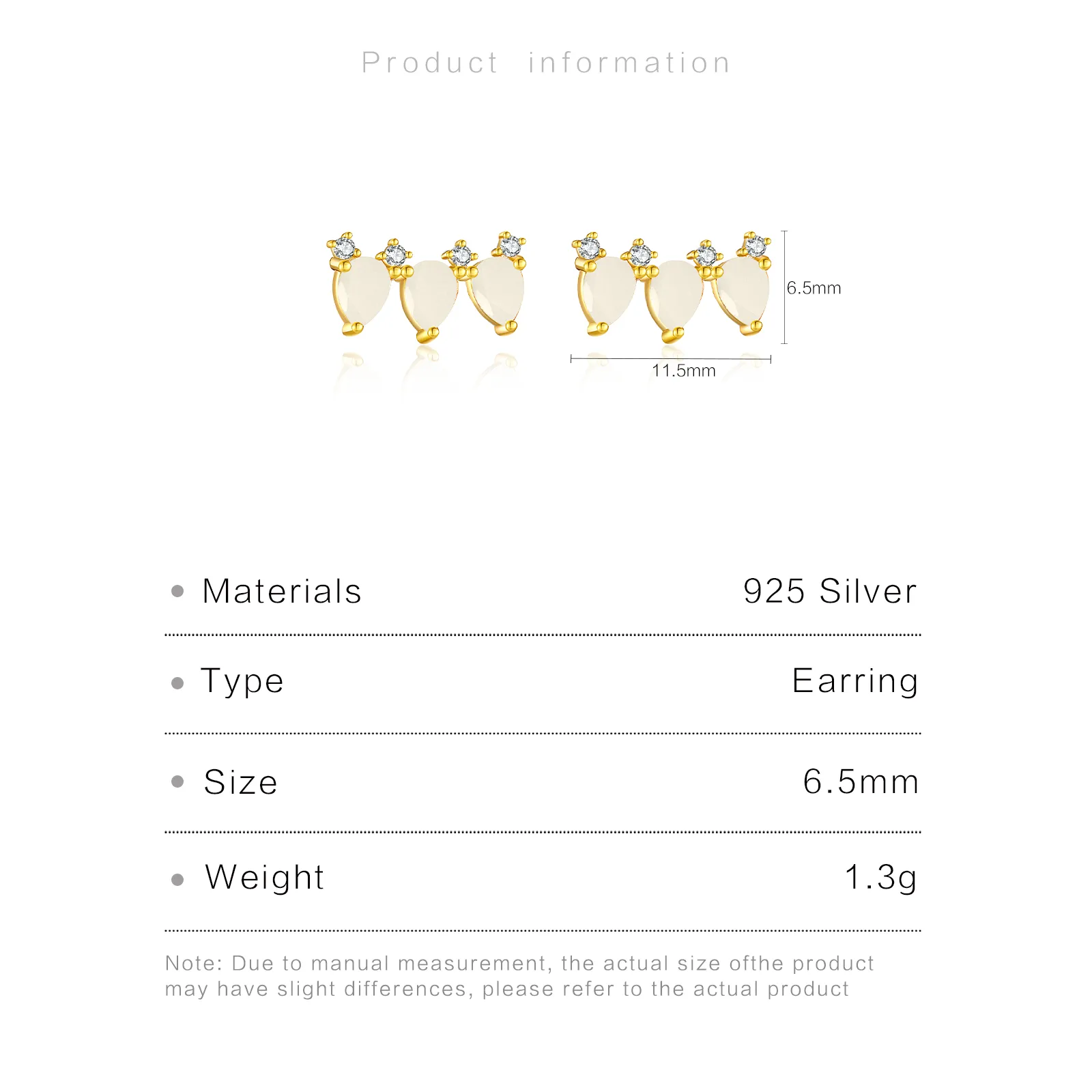 1 Pair 18K Gold Plated White Gold Plated 925 Sterling Silver Zircon Geometric Ear Studs display picture 6