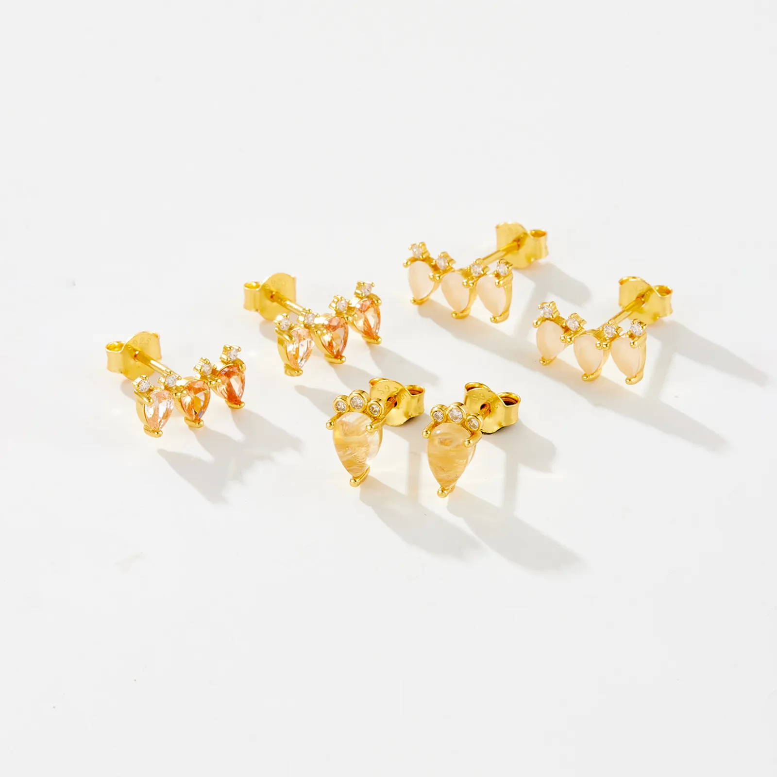 1 Pair 18K Gold Plated White Gold Plated 925 Sterling Silver Zircon Geometric Ear Studs display picture 3