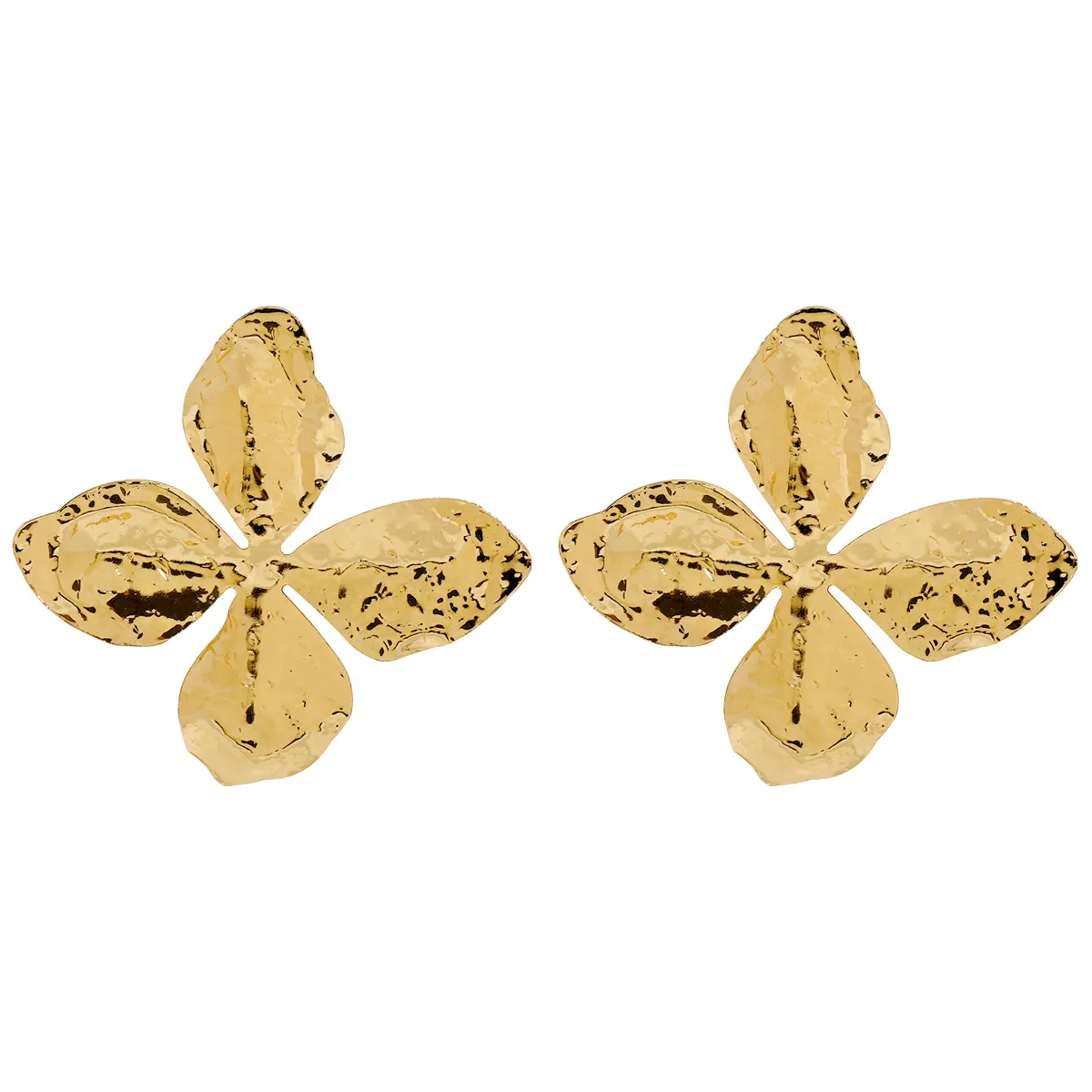 1 Pair Exaggerated Flower Plating Metal White Gold Plated Gold Plated Ear Studs display picture 5