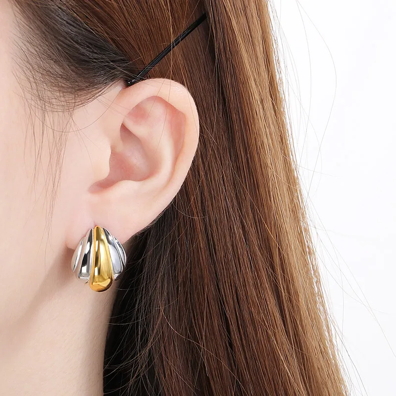 1 Pair Simple Style Geometric Color Block Plating 304 Stainless Steel 18K Gold Plated Ear Studs display picture 7