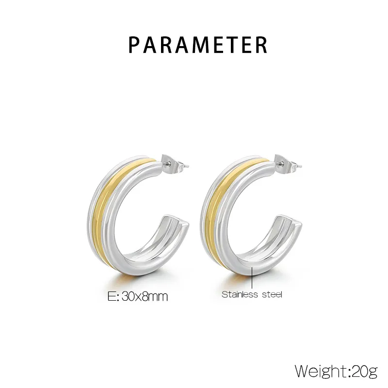 1 Pair Simple Style Geometric Color Block Plating 304 Stainless Steel 18K Gold Plated Ear Studs display picture 1