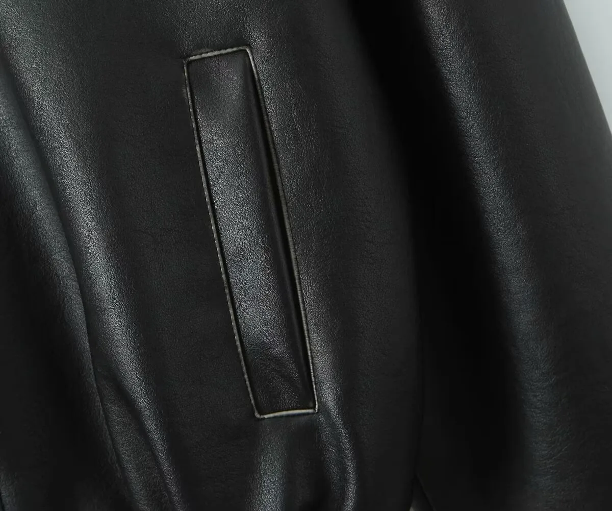 Women's Streetwear Solid Color Pocket Zipper Leather Jacket Casual Jacket display picture 7