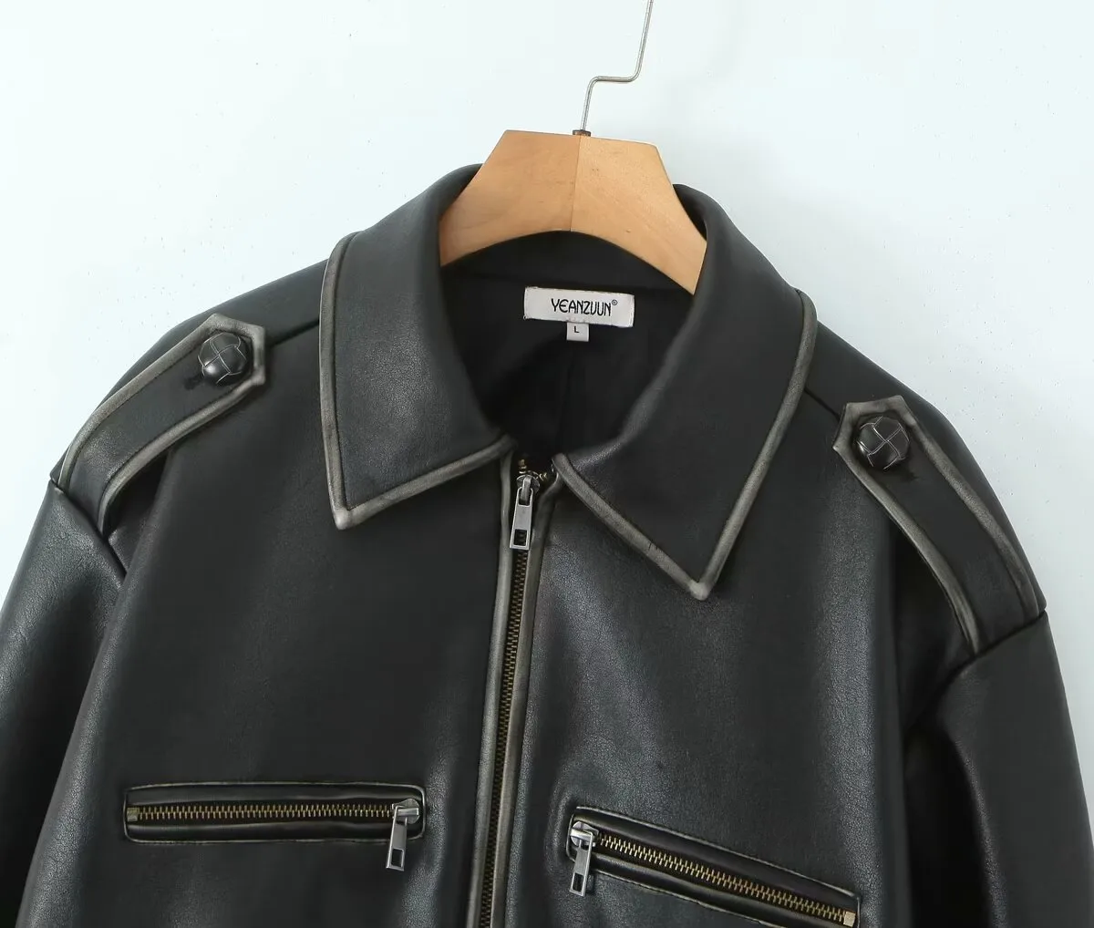 Women's Streetwear Solid Color Pocket Zipper Leather Jacket Casual Jacket display picture 11