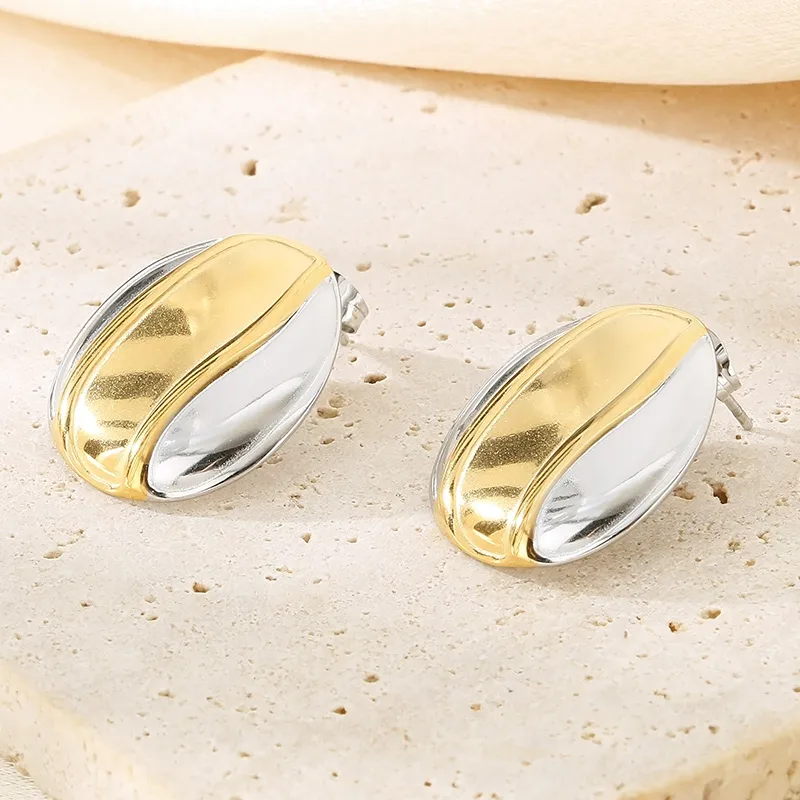 1 Pair Simple Style Geometric Color Block Plating 304 Stainless Steel 18K Gold Plated Ear Studs display picture 14