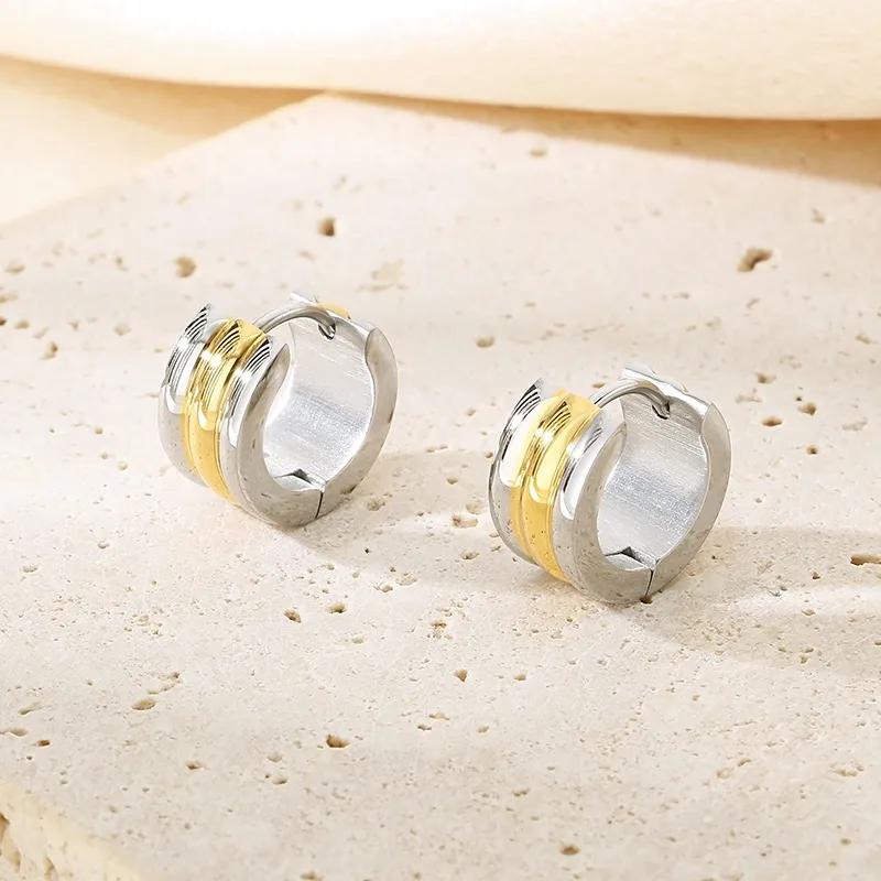 1 Pair Simple Style Geometric Color Block Plating 304 Stainless Steel 18K Gold Plated Ear Studs display picture 15
