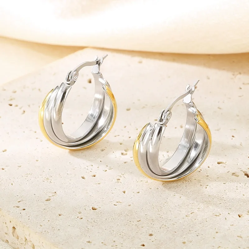 1 Pair Simple Style Geometric Color Block Plating 304 Stainless Steel 18K Gold Plated Ear Studs display picture 16