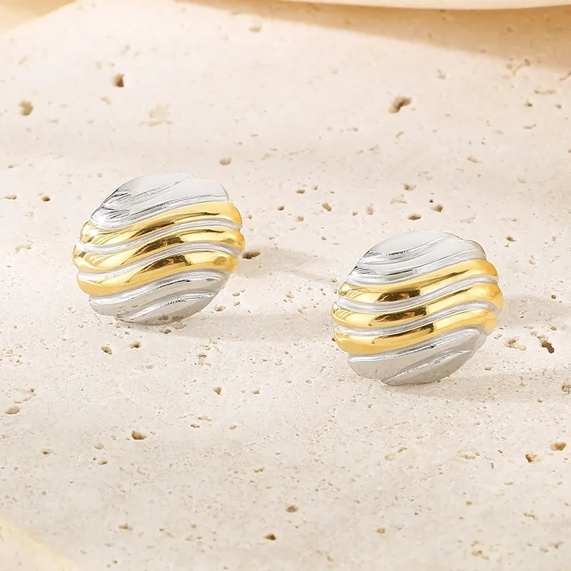 1 Pair Simple Style Geometric Color Block Plating 304 Stainless Steel 18K Gold Plated Ear Studs display picture 22