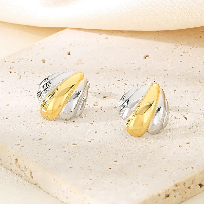 1 Pair Simple Style Geometric Color Block Plating 304 Stainless Steel 18K Gold Plated Ear Studs display picture 18