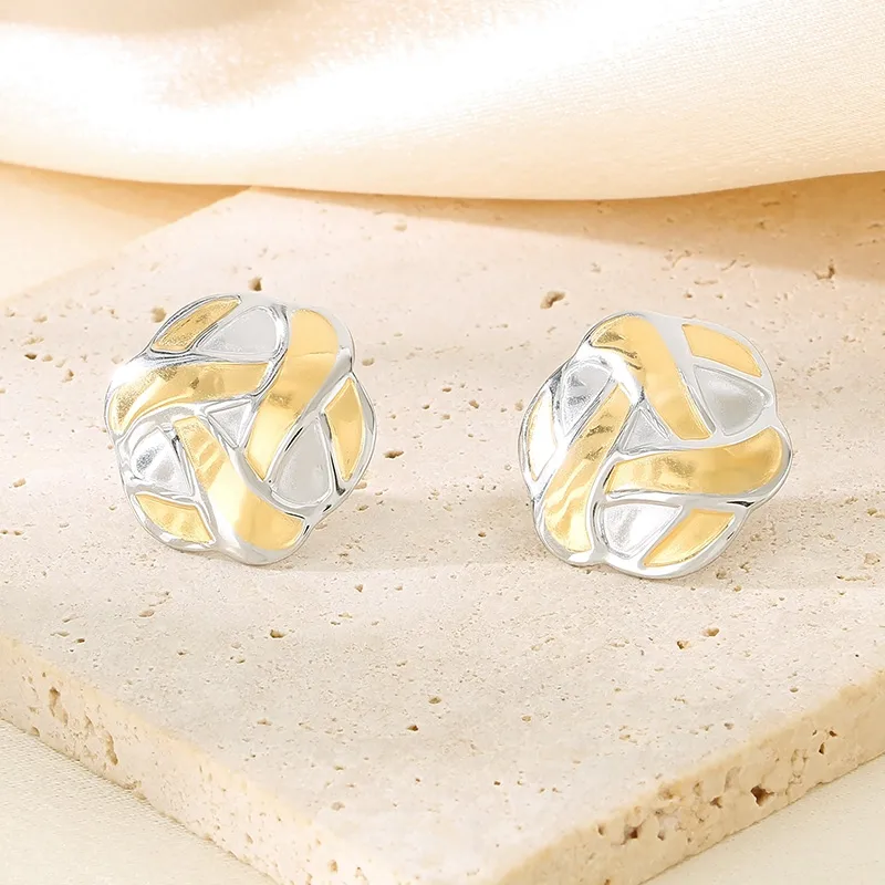 1 Pair Simple Style Geometric Color Block Plating 304 Stainless Steel 18K Gold Plated Ear Studs display picture 20