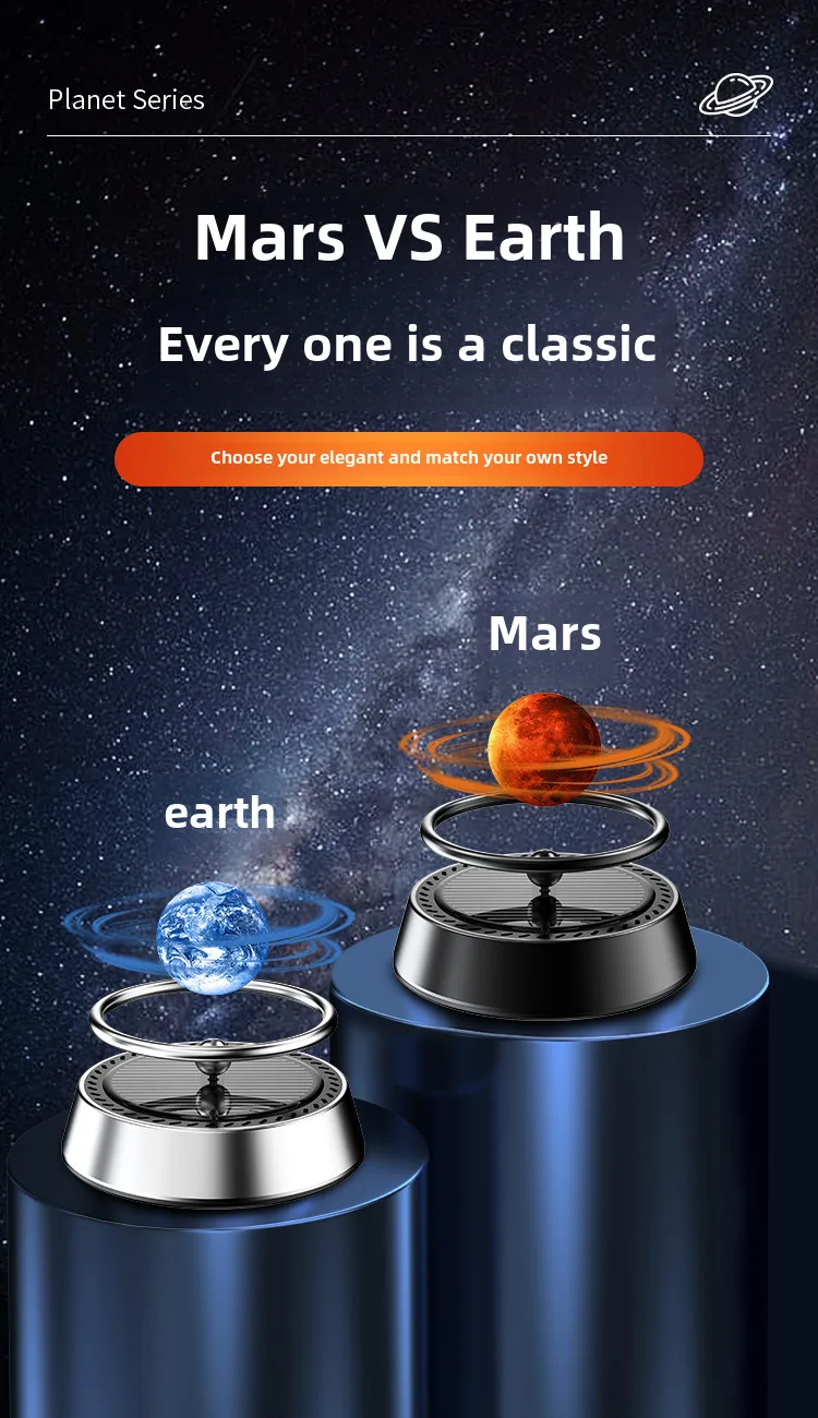 Solar Rotating Car Aromatherapy Aluminum Alloy Interstellar Suspension Car Perfume Interior Ornaments Lasting Fragrance display picture 1