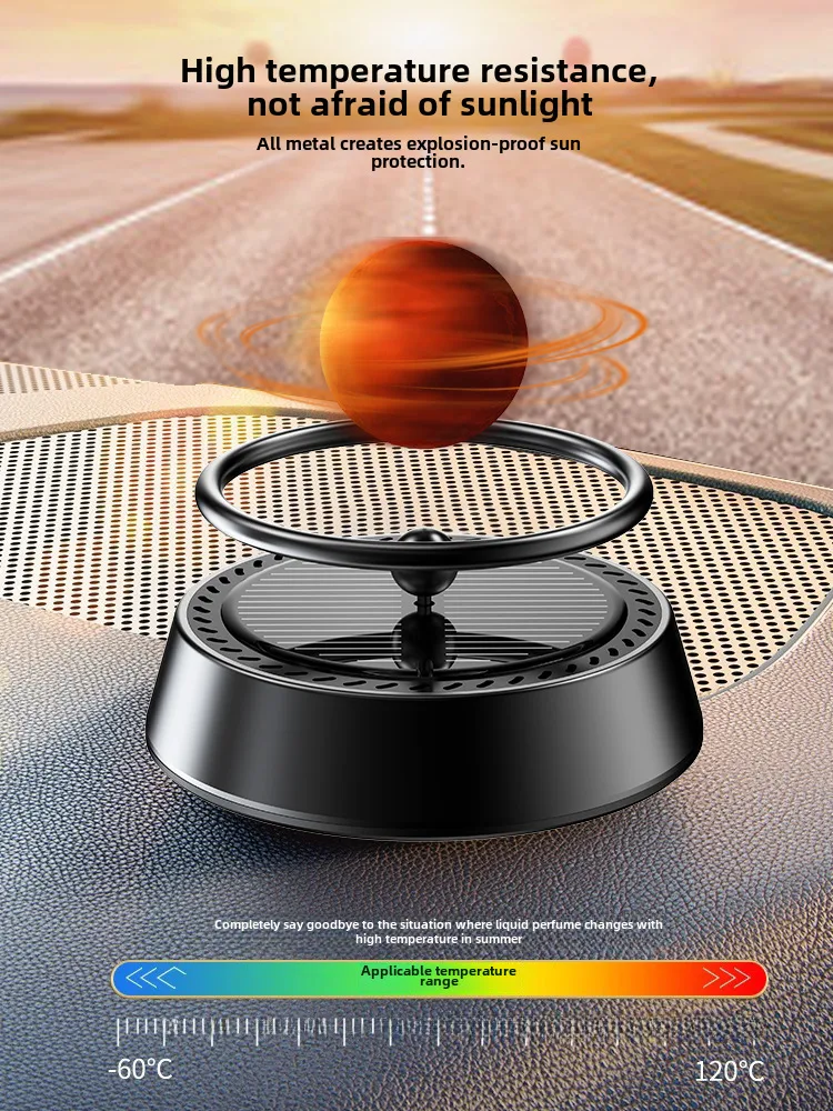 Solar Rotating Car Aromatherapy Aluminum Alloy Interstellar Suspension Car Perfume Interior Ornaments Lasting Fragrance display picture 3