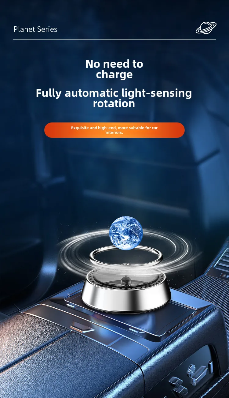 Solar Rotating Car Aromatherapy Aluminum Alloy Interstellar Suspension Car Perfume Interior Ornaments Lasting Fragrance display picture 5