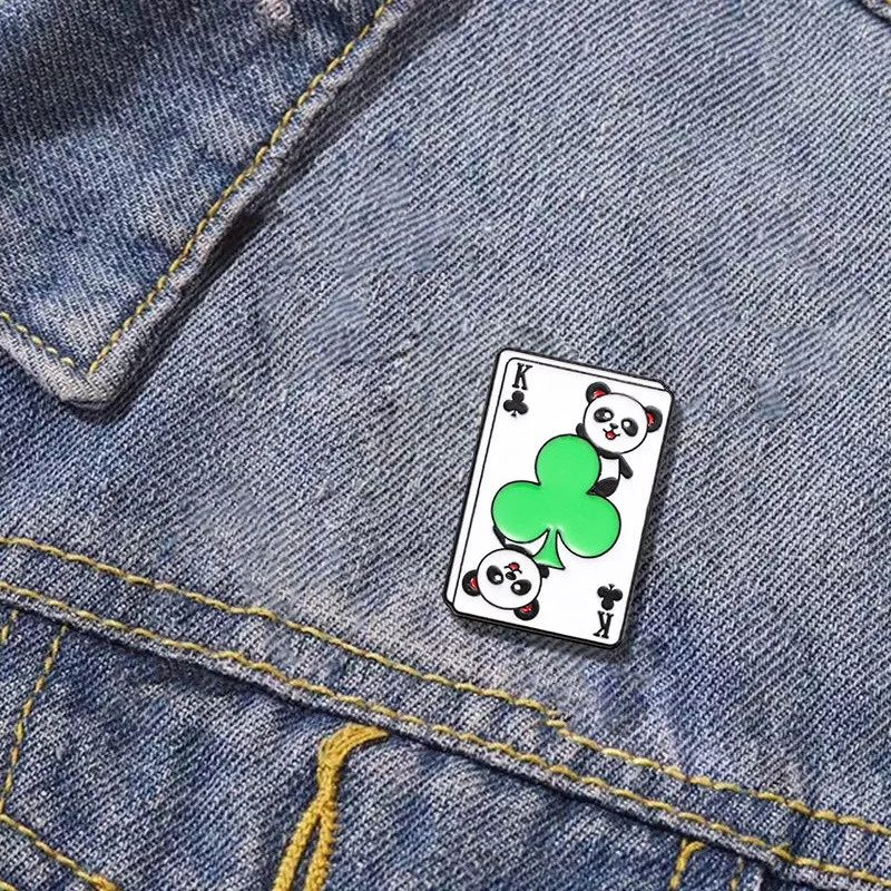 Cartoon Style Cute Poker Panda Cat Alloy Stamping Stoving Varnish Plating Unisex Brooches Collar Pin display picture 5