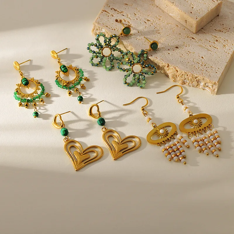 1 Pair Elegant Luxurious Bridal Geometric 304 Stainless Steel Drop Earrings display picture 1