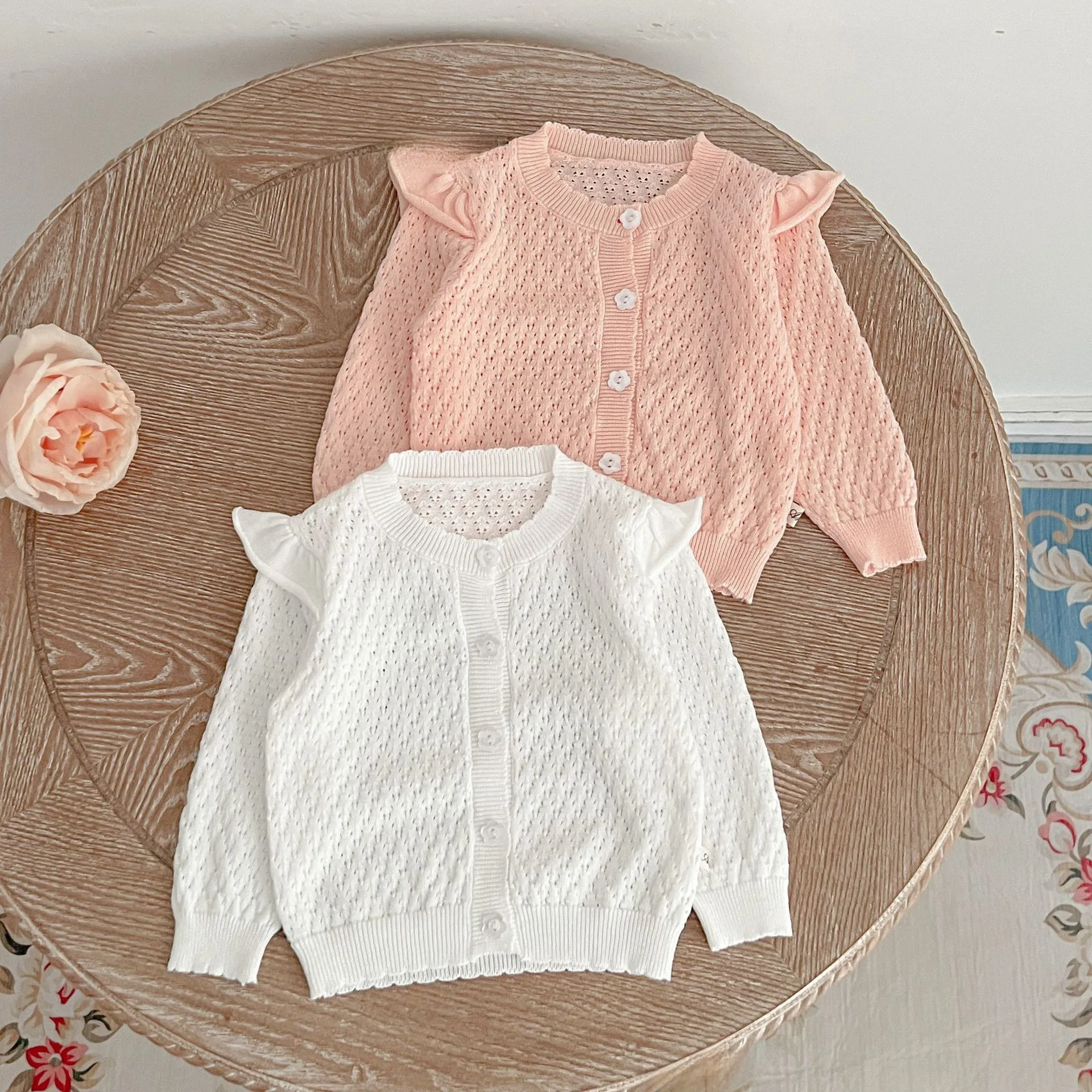 Girls' Cardigan Sweater Coat Baby Girls' Knitted Sunscreen Air-conditioning Shirt Spring And Autumn Breathable Western Style Lace Coat display picture 3
