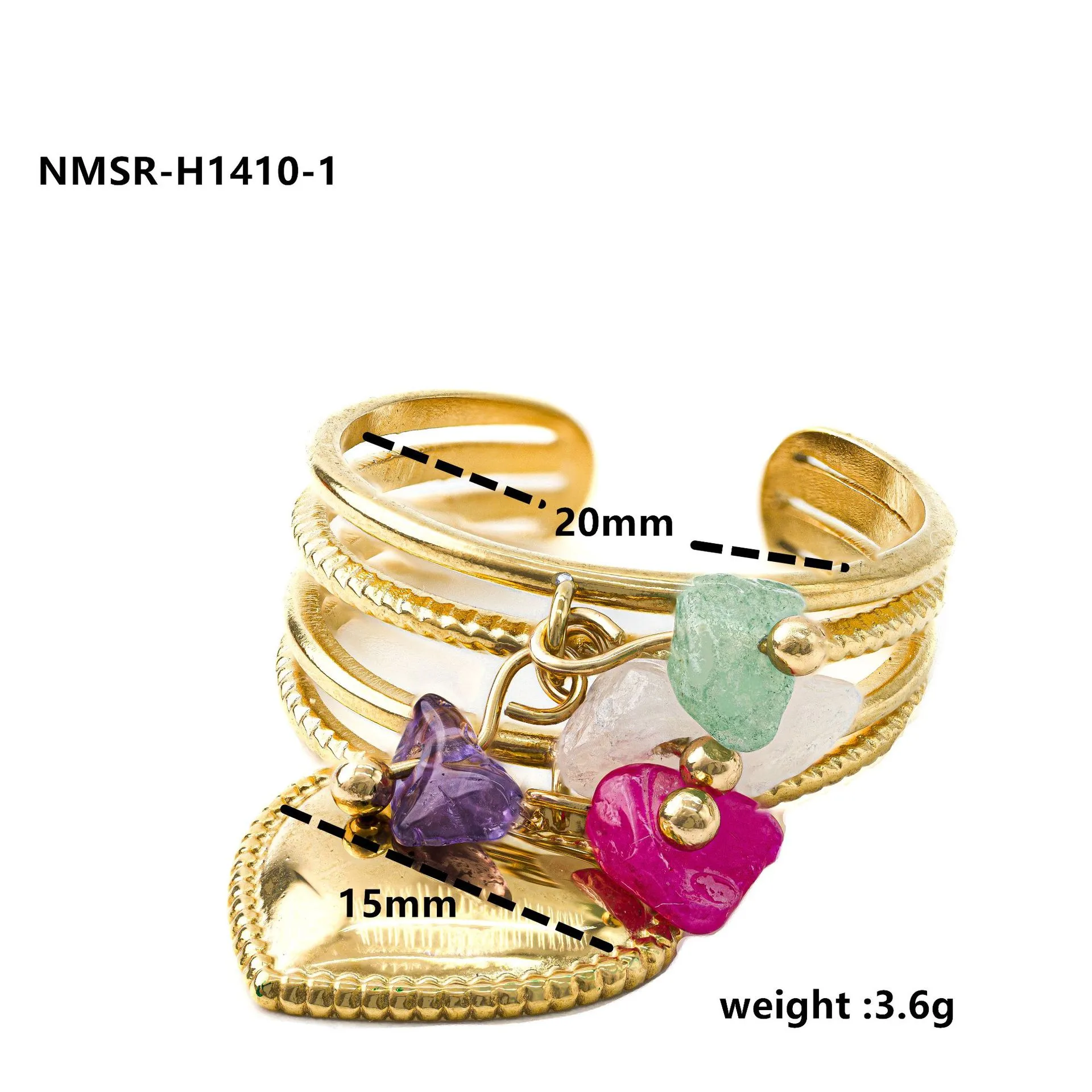 Classic Style Heart Shape 304 Stainless Steel Women's Adjustable Ring Charm Rings Open Rings display picture 29