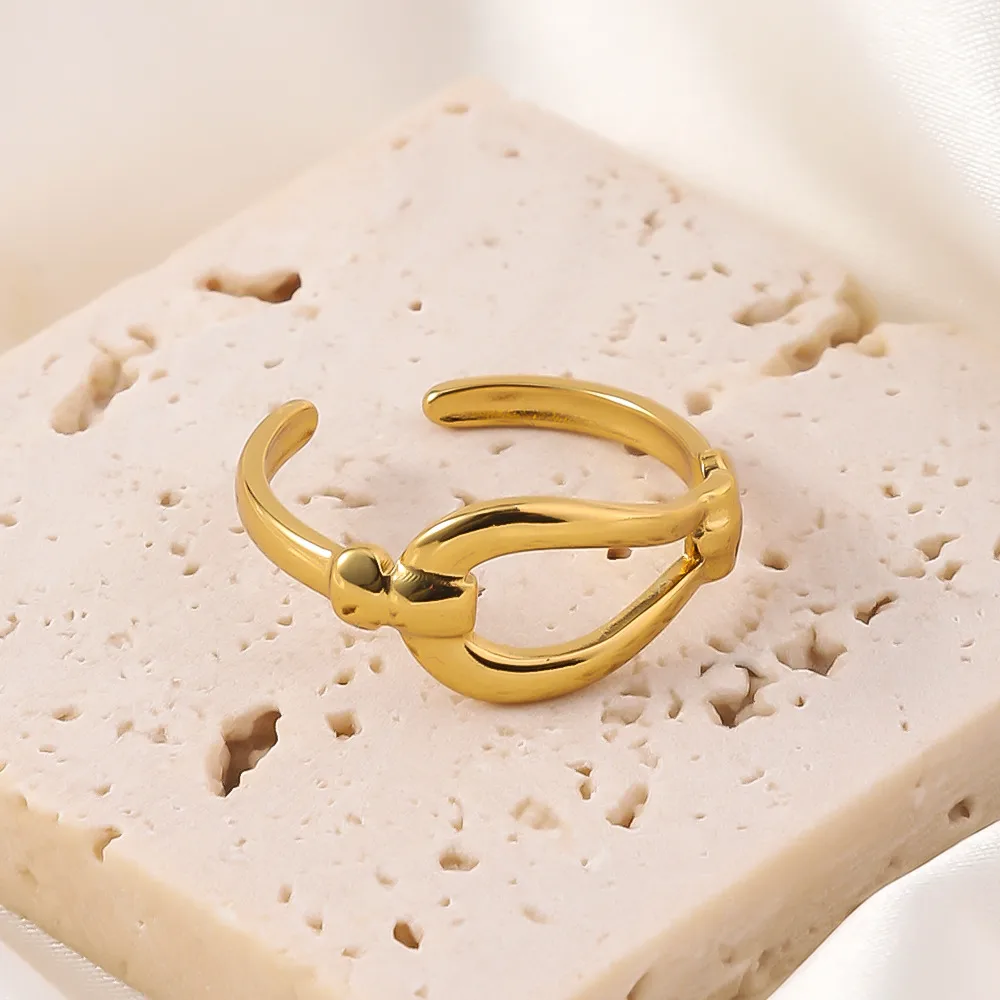Wholesale Jewelry Elegant Luxurious Queen Geometric Titanium Steel Open Rings display picture 2