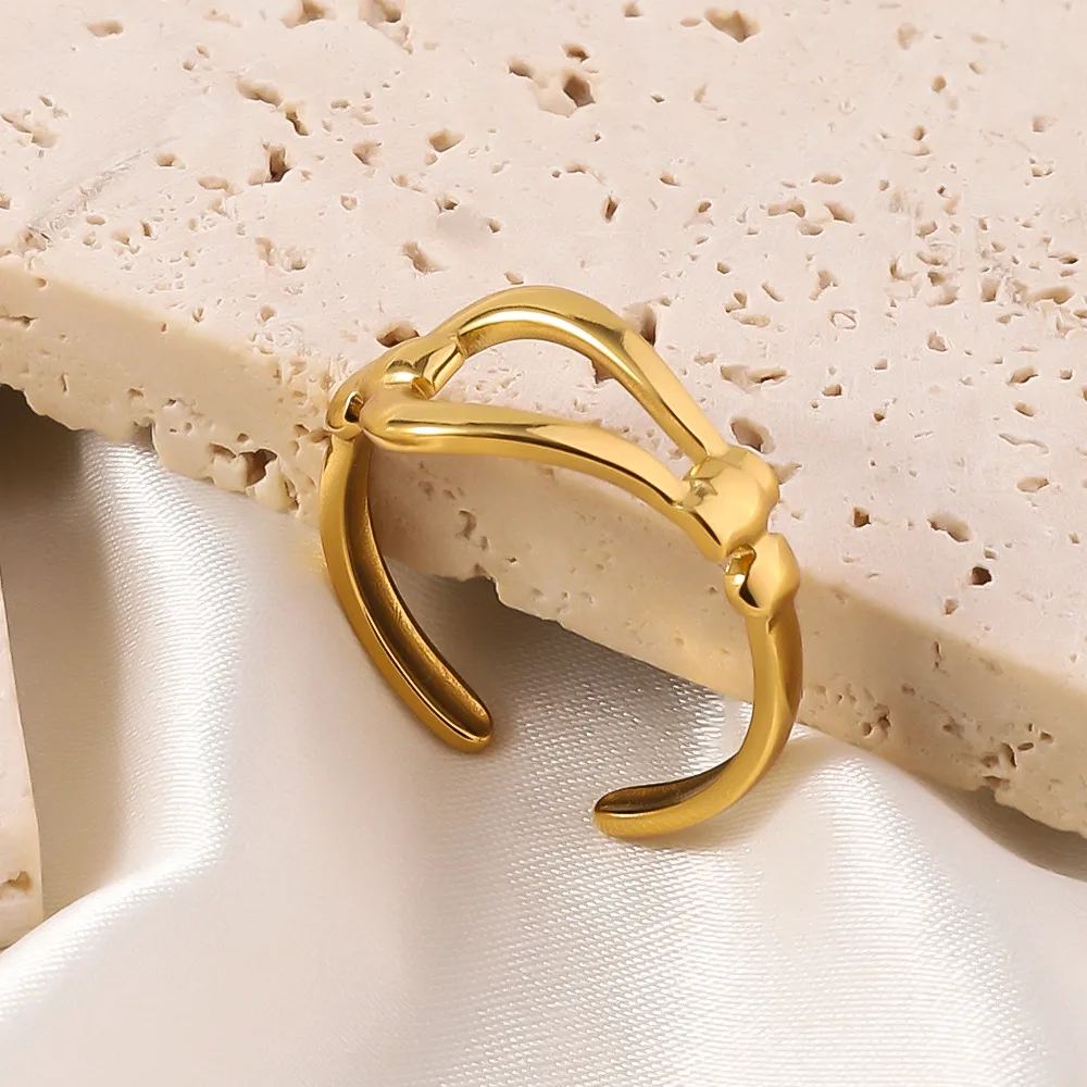 Wholesale Jewelry Elegant Luxurious Queen Geometric Titanium Steel Open Rings display picture 5