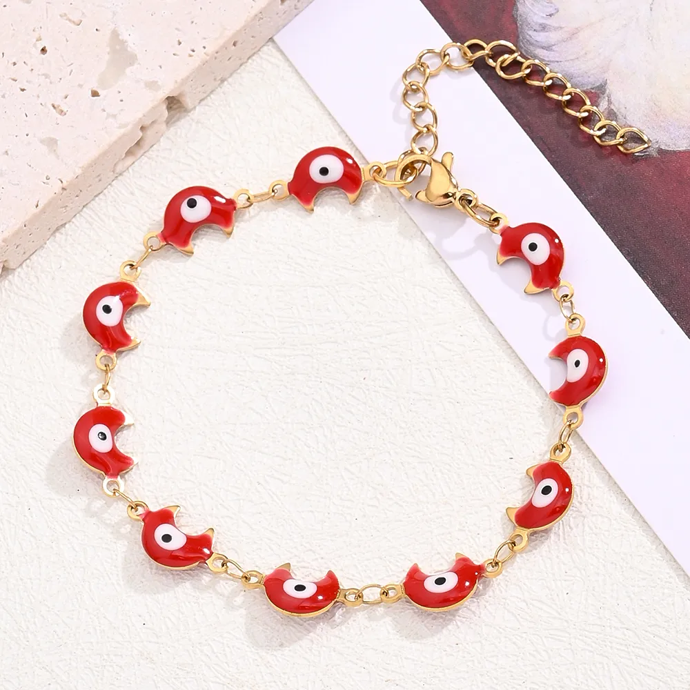 Casual Modern Style Classic Style Colorful Moon Eye 304 Stainless Steel 18K Gold Plated Bracelets In Bulk display picture 7