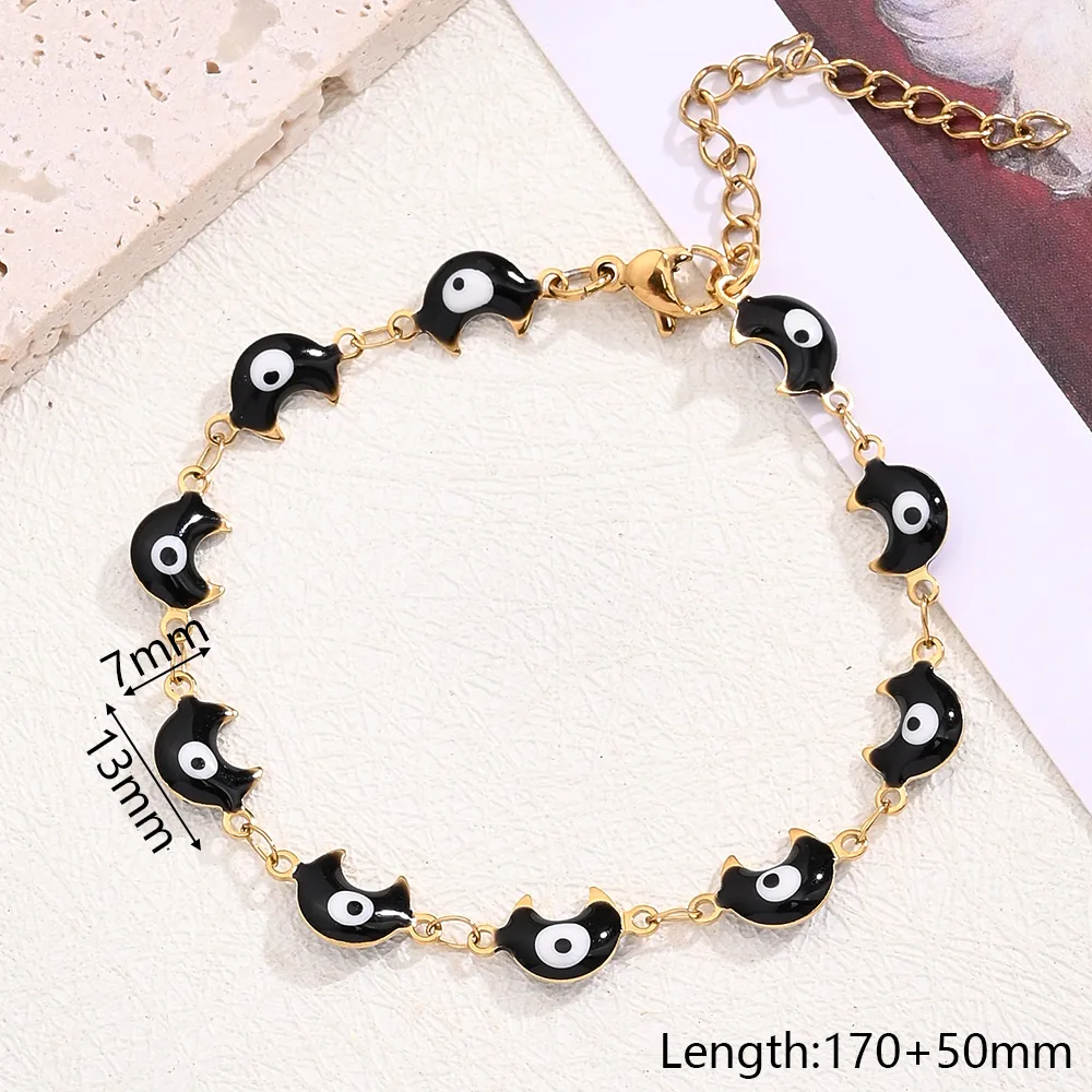 Casual Modern Style Classic Style Colorful Moon Eye 304 Stainless Steel 18K Gold Plated Bracelets In Bulk display picture 3