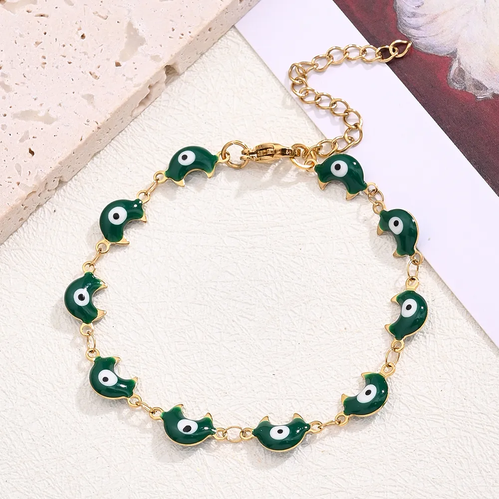 Casual Modern Style Classic Style Colorful Moon Eye 304 Stainless Steel 18K Gold Plated Bracelets In Bulk display picture 4