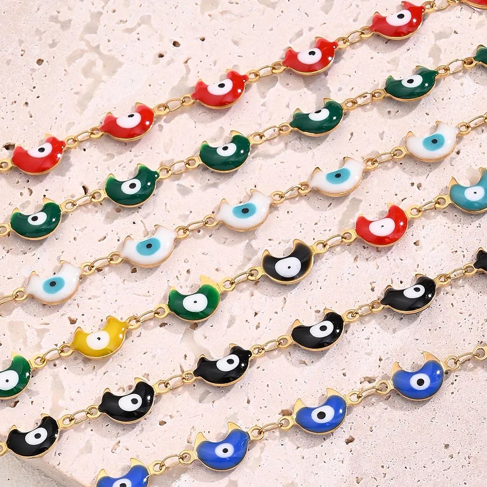 Casual Modern Style Classic Style Colorful Moon Eye 304 Stainless Steel 18K Gold Plated Bracelets In Bulk display picture 2