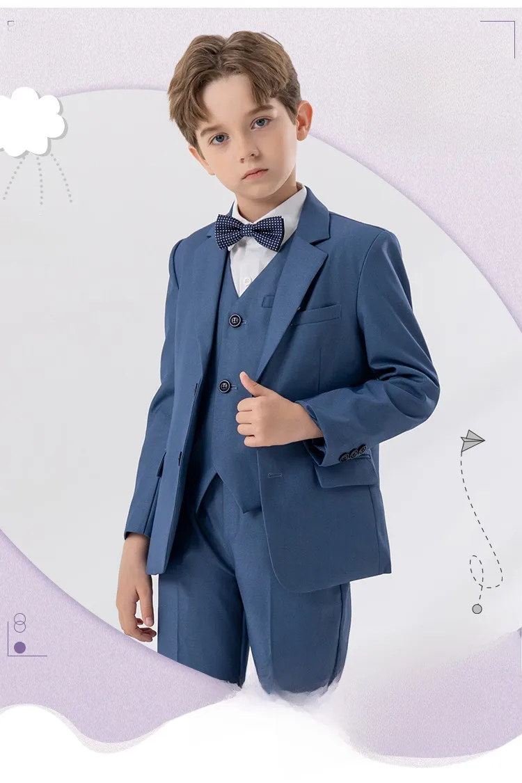 Children's Suit Autumn And Winter British Fashion Performance Small Suit Boys Piano Host Flower Girl Wedding Dress Suit display picture 1